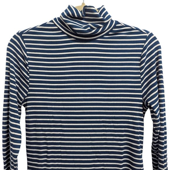 Levi's Ribbed Blue and White Striped Turtleneck - Picture 9 of 10